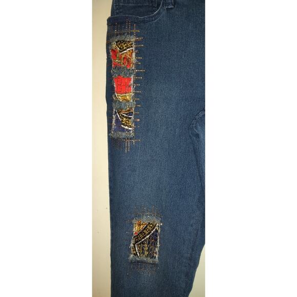 Azi New York Denim Skinny Jeans Women's Sz 6 Torn Patchwork Artsy Boutique NWT - Picture 2 of 13